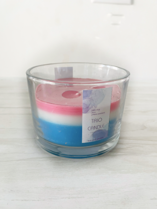 Trio candle jar with 3 fragrances in 1 (Rain, Rose & Spring)